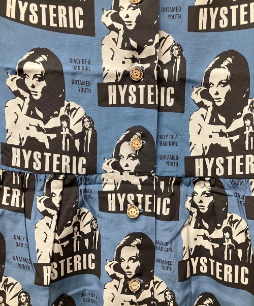 Hysteric Glamour（ヒステリックグラマー）Hysteric Glamour (ヒステリックグラマー) 半袖ワンピース　HYSTERIC FICTION柄 ブルー サイズ:Freeの古着・服飾アイテム