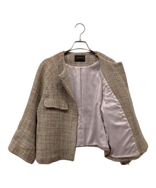 TOMORROW LAND（トゥモローランド）TOMORROW LAND (トゥモローランド) ロービングツイード クルーネックジャケット レッド×ベージュ サイズ:36の古着・服飾アイテム
