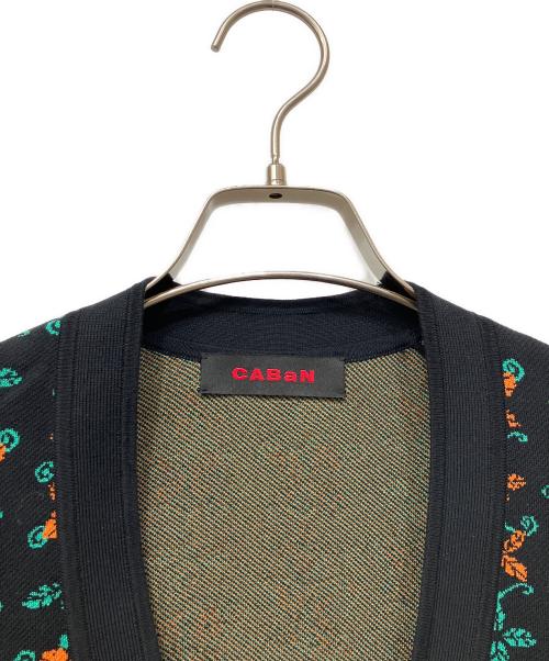 CABAN（キャバン）CABAN (キャバン) リーフジャガードVネックカーディガン ブラック サイズ:Freeの古着・服飾アイテム