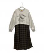 Hysteric Glamourヒステリックグラマー）の古着「HYSTERIC RECORDS レイヤードプルオーバー」｜グレー×ブラウン