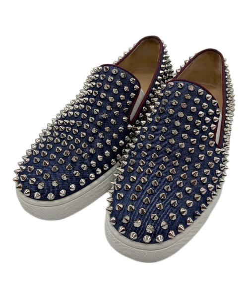 Christian Louboutin（クリスチャン・ルブタン）Christian Louboutin (クリスチャン・ルブタン) スタッズスリッポン ネイビー サイズ:39の古着・服飾アイテム