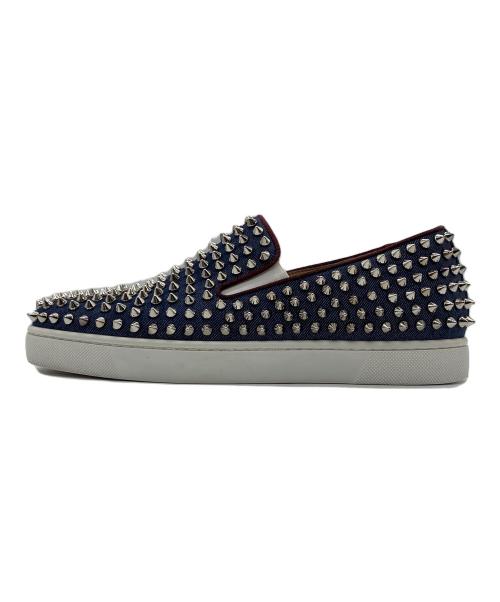 Christian Louboutin（クリスチャン・ルブタン）Christian Louboutin (クリスチャン・ルブタン) スタッズスリッポン ネイビー サイズ:39の古着・服飾アイテム