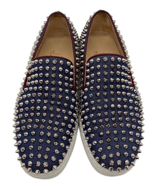Christian Louboutin（クリスチャン・ルブタン）Christian Louboutin (クリスチャン・ルブタン) スタッズスリッポン ネイビー サイズ:39の古着・服飾アイテム