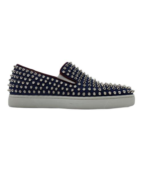 Christian Louboutin（クリスチャン・ルブタン）Christian Louboutin (クリスチャン・ルブタン) スタッズスリッポン ネイビー サイズ:39の古着・服飾アイテム