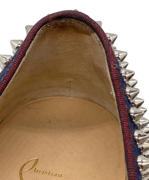 Christian Louboutin（クリスチャン・ルブタン）Christian Louboutin (クリスチャン・ルブタン) スタッズスリッポン ネイビー サイズ:39の古着・服飾アイテム