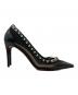 中古・古着 Christian Louboutin (クリスチャン・ルブタン) GALATIVI SPIKES ブラック×シルバー サイズ:36：12000円