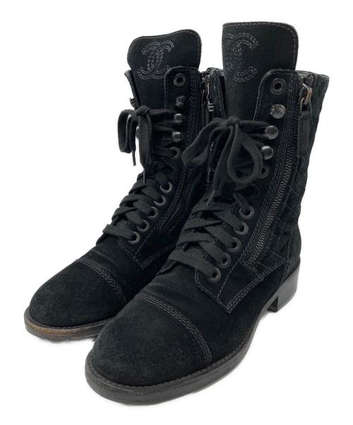CHANEL（シャネル）CHANEL (シャネル) レースアップブーツ ブラック サイズ:35の古着・服飾アイテム