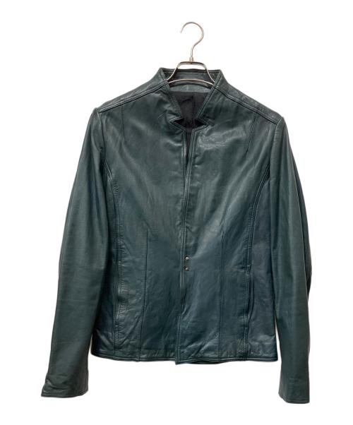 SHELLAC（シェラック）SHELLAC (シェラック) レザージャケット グリーン サイズ:48の古着・服飾アイテム