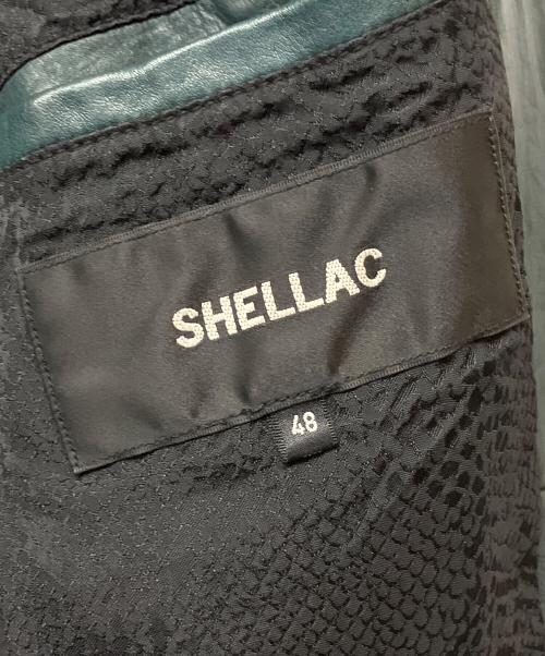 SHELLAC（シェラック）SHELLAC (シェラック) レザージャケット グリーン サイズ:48の古着・服飾アイテム