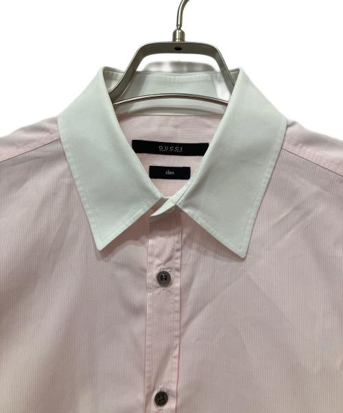 GUCCI（グッチ）GUCCI (グッチ) 長袖シャツ ストライプ ピンク サイズ:39の古着・服飾アイテム