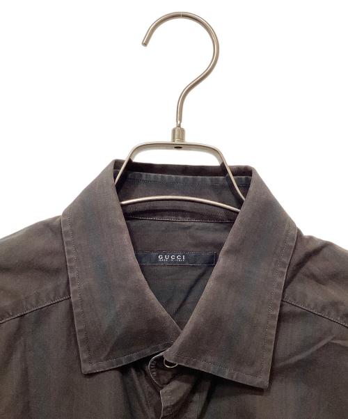 GUCCI（グッチ）GUCCI (グッチ) 長袖ストライプシャツ ブラウン サイズ:42の古着・服飾アイテム