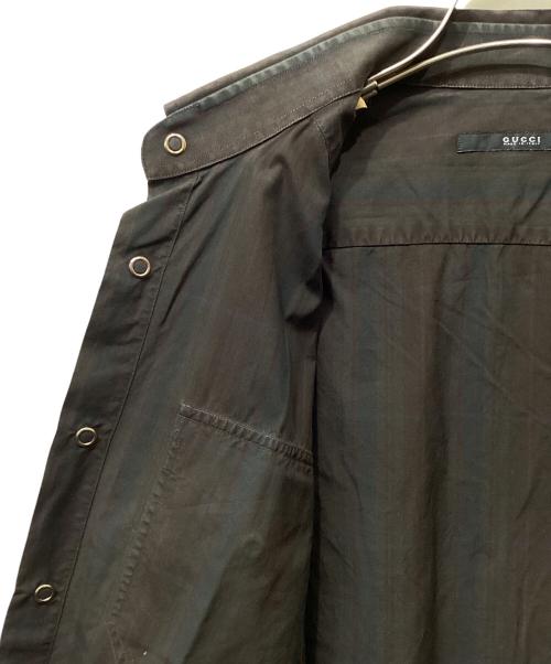 GUCCI（グッチ）GUCCI (グッチ) 長袖ストライプシャツ ブラウン サイズ:42の古着・服飾アイテム