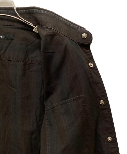 GUCCI（グッチ）GUCCI (グッチ) 長袖ストライプシャツ ブラウン サイズ:42の古着・服飾アイテム