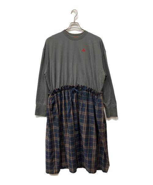 Vivienne Westwood RED LABEL（ヴィヴィアンウエストウッドレッドレーベル）Vivienne Westwood RED LABEL (ヴィヴィアンウエストウッドレッドレーベル) 長袖ワンピース ネイビー×グレー サイズ:00の古着・服飾アイテム