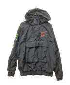 NIKEナイキ）の古着「SWOOSH NYLON ANORAK HOODIE」｜ブラック