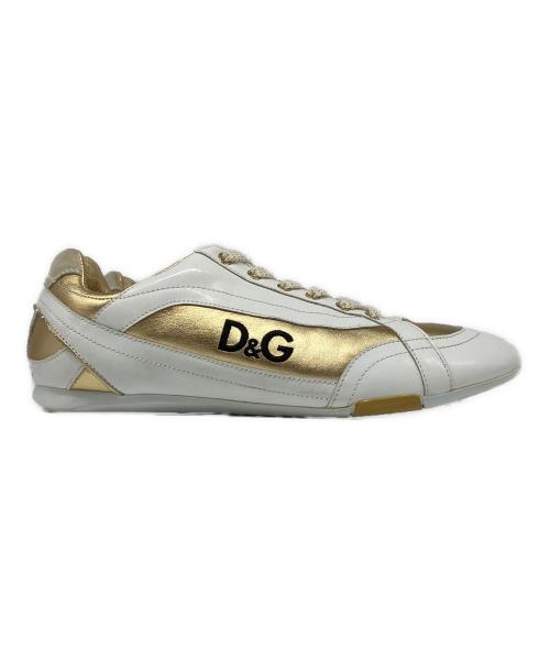 DOLCE & GABBANA（ドルチェ＆ガッバーナ）DOLCE & GABBANA (ドルチェ＆ガッバーナ) ローカットスニーカー ゴールド×ホワイト サイズ:43の古着・服飾アイテム