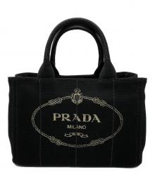 PRADA（プラダ）の古着「カナパ　キャンバストートバッグ　ショルダー付」｜ブラック