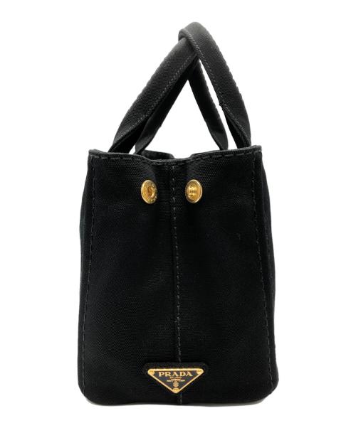PRADA（プラダ）PRADA (プラダ) カナパ　キャンバストートバッグ　ショルダー付 ブラックの古着・服飾アイテム