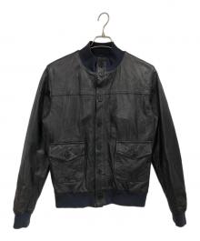 GARRETT（ギャレット）の古着「レザーブルゾン」｜ブラック×ネイビー