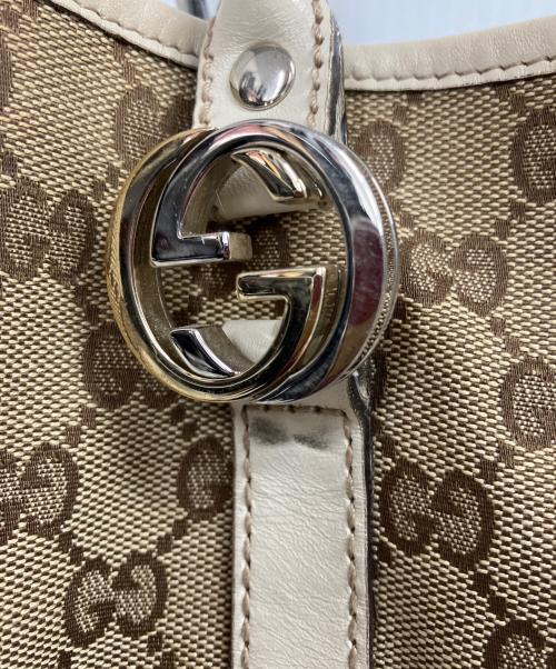 GUCCI（グッチ）GUCCI (グッチ) GGツインズ　トートバッグ ホワイト×ブラウンの古着・服飾アイテム