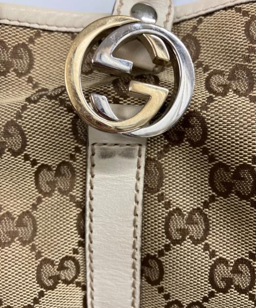 GUCCI（グッチ）GUCCI (グッチ) GGツインズ　トートバッグ ホワイト×ブラウンの古着・服飾アイテム