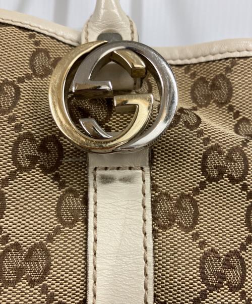 GUCCI（グッチ）GUCCI (グッチ) GGツインズ　トートバッグ ホワイト×ブラウンの古着・服飾アイテム