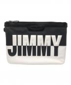 JIMMY CHOOジミーチュウ）の古着「ロゴクラッチバッグ」｜ブラック×ホワイト