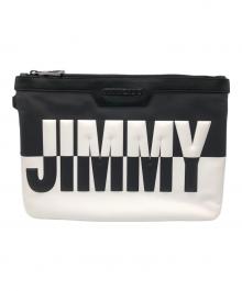 JIMMY CHOO（ジミーチュウ）の古着「ロゴクラッチバッグ」｜ブラック×ホワイト