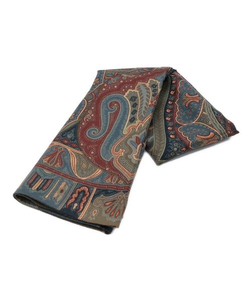 ETRO（エトロ）ETRO (エトロ) シルク混ストール ブルー×レッドの古着・服飾アイテム