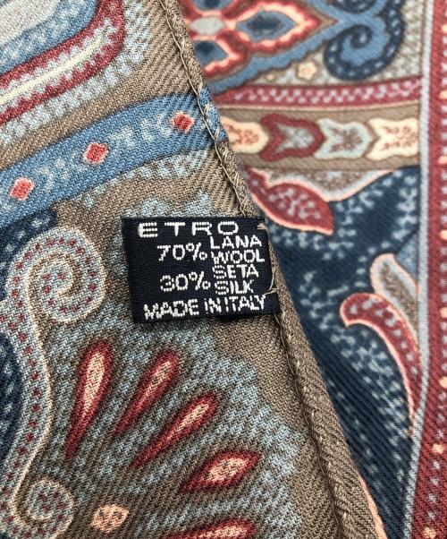 ETRO（エトロ）ETRO (エトロ) シルク混ストール ブルー×レッドの古着・服飾アイテム