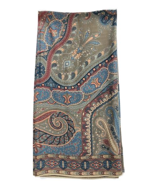ETRO（エトロ）ETRO (エトロ) シルク混ストール ブルー×レッドの古着・服飾アイテム