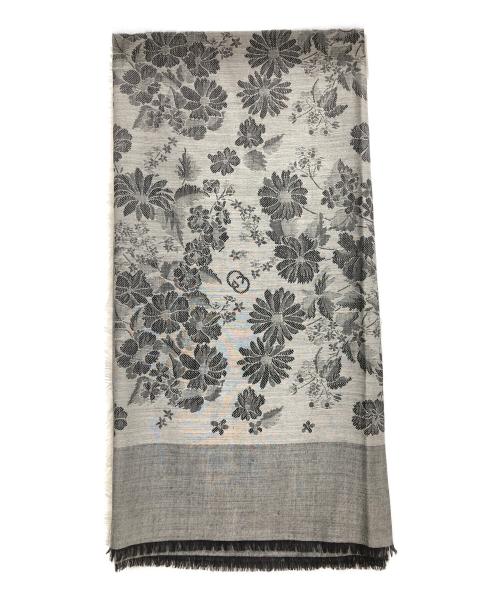 GUCCI（グッチ）GUCCI (グッチ) シルク混ストール グレー×ライトグレーの古着・服飾アイテム
