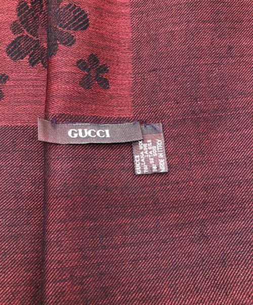 GUCCI（グッチ）GUCCI (グッチ) シルク混ストール レッド×ブラックの古着・服飾アイテム