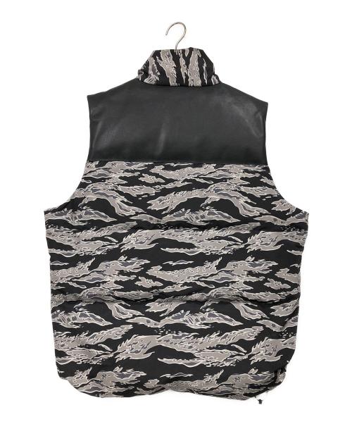 Schott（ショット）Schott (ショット) クラシックレザーコンビダウンベスト グレー×ブラック サイズ:Mの古着・服飾アイテム