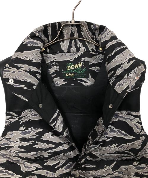 Schott（ショット）Schott (ショット) クラシックレザーコンビダウンベスト グレー×ブラック サイズ:Mの古着・服飾アイテム