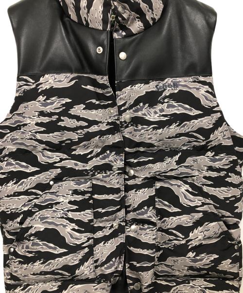 Schott（ショット）Schott (ショット) クラシックレザーコンビダウンベスト グレー×ブラック サイズ:Mの古着・服飾アイテム