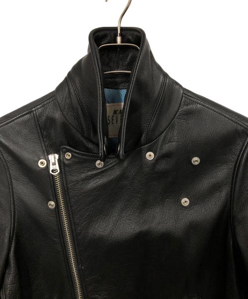 SEVESKIG（セヴシグ）SEVESKIG (セヴシグ) ダブルライダースレザージャケット ブラック サイズ:Lの古着・服飾アイテム