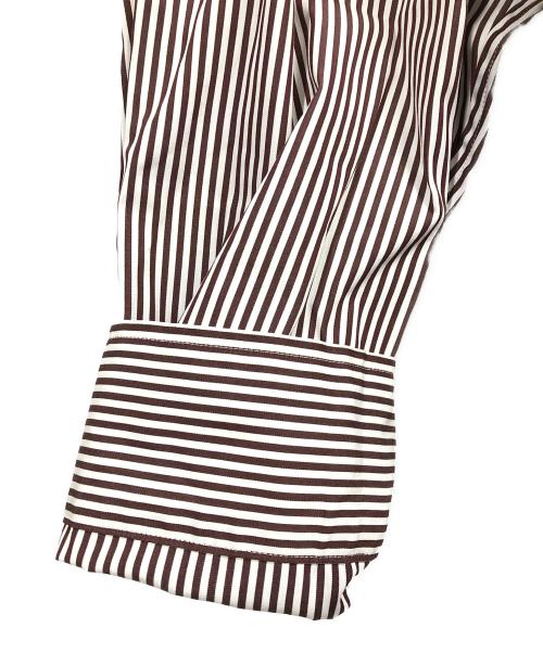 SOFTHYPHEN（ソフトハイフン）SOFTHYPHEN (ソフトハイフン) ストライプシャツ ブラウン×ホワイト サイズ:3の古着・服飾アイテム