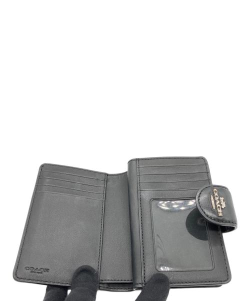 COACH（コーチ）COACH (コーチ) ミディアム コーナー ジップ ウォレット　２つ折り財布 ブラックの古着・服飾アイテム