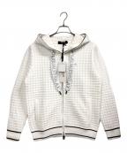 1piu1uguale3ウノピュウノウグァーレトレ）の古着「スクエアパターンニットフーディー」｜ホワイト