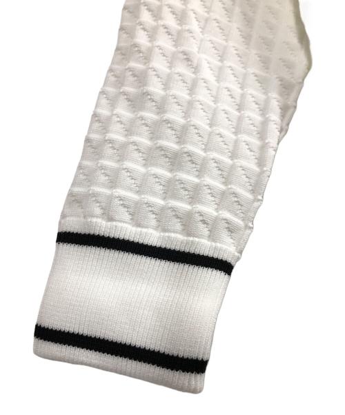 1piu1uguale3（ウノピュウノウグァーレトレ）1piu1uguale3 (ウノピュウノウグァーレトレ) スクエアパターンニットフーディー ホワイト サイズ:Mの古着・服飾アイテム