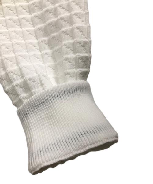 1piu1uguale3（ウノピュウノウグァーレトレ）1piu1uguale3 (ウノピュウノウグァーレトレ) スクエアパターンニットフーディー ホワイト サイズ:Mの古着・服飾アイテム