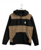 COACHコーチ）の古着「プルオーバーパーカー」｜ブラック×ブラウン