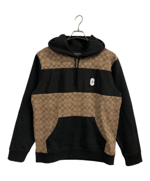 COACH（コーチ）COACH (オールドコーチ) プルオーバーパーカー ブラック×ブラウン サイズ:Lの古着・服飾アイテム