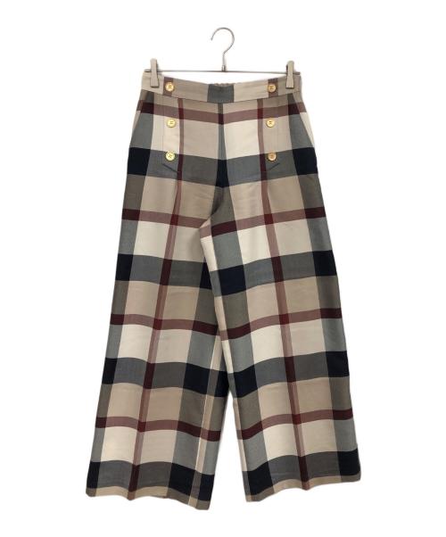 BLUE LABEL CRESTBRIDGE（ブルーレーベルクレストブリッジ）BLUE LABEL CRESTBRIDGE (ブルーレーベルクレストブリッジ) クレストブリッジチェッククロッシングビエラワイドパンツ マルチカラー サイズ:38の古着・服飾アイテム