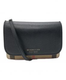 BURBERRY（バーバリー）の古着「ハンプシャーチェーンショルダーバッグ」｜ブラック×ベージュ