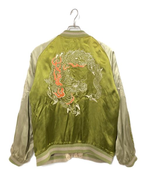 花旅楽団（ハナタビガクダン）花旅楽団 (ハナタビガクダン) リバーシブルスカジャン ベージュ×カーキ サイズ:Lの古着・服飾アイテム