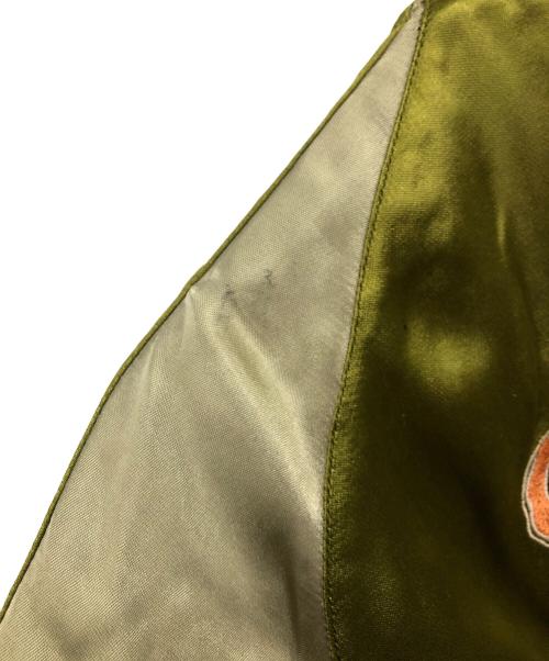 花旅楽団（ハナタビガクダン）花旅楽団 (ハナタビガクダン) リバーシブルスカジャン ベージュ×カーキ サイズ:Lの古着・服飾アイテム