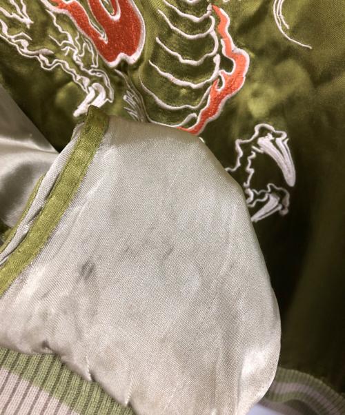 花旅楽団（ハナタビガクダン）花旅楽団 (ハナタビガクダン) リバーシブルスカジャン ベージュ×カーキ サイズ:Lの古着・服飾アイテム