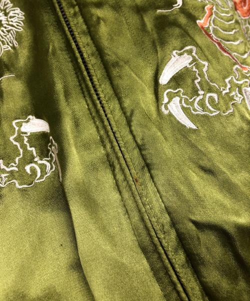 花旅楽団（ハナタビガクダン）花旅楽団 (ハナタビガクダン) リバーシブルスカジャン ベージュ×カーキ サイズ:Lの古着・服飾アイテム